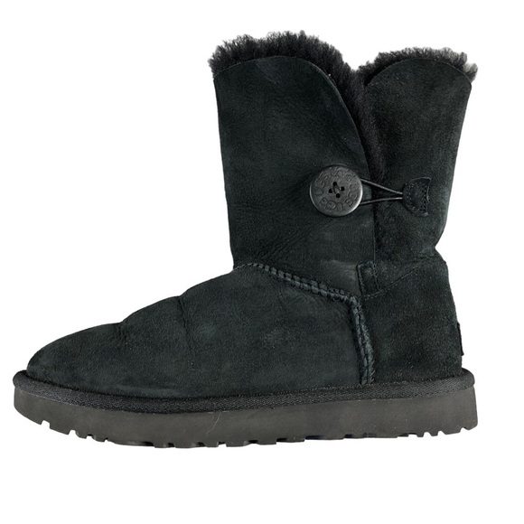 Ugg Womens Black Bailey Button Short Boots Sherpa Winter - Picture 4 of 12